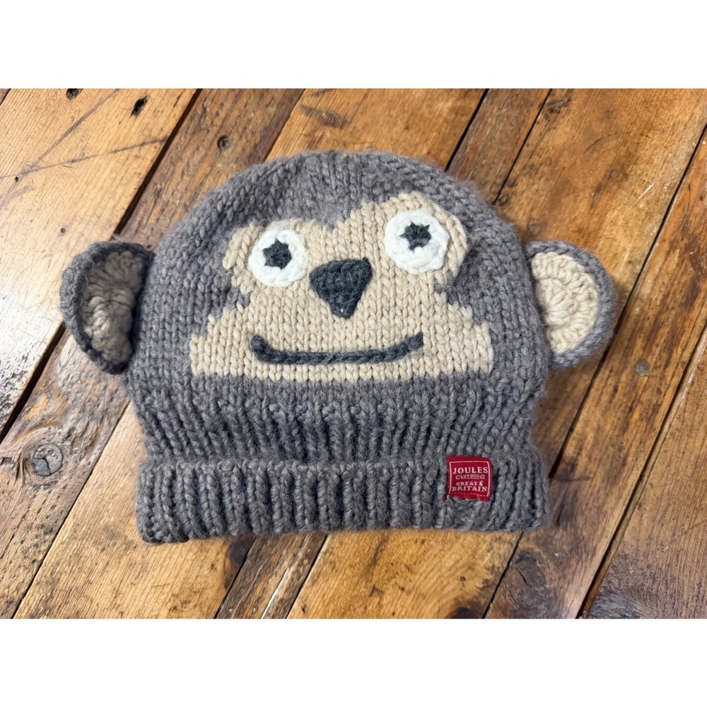 Joules Kids Monkey Beanie Hat Age 4 7 Chunky Knit Animal Ears Face Winter